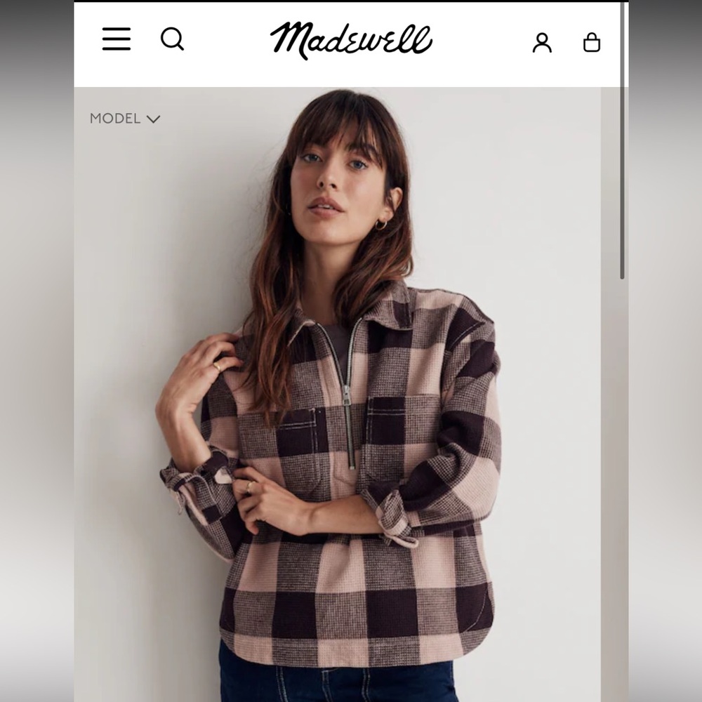Madewell Waffle Half-Zip Popover Shirt